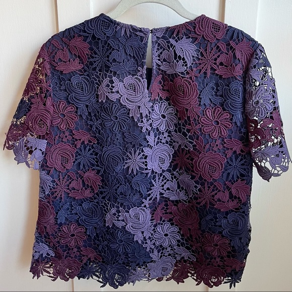 Lord & Taylor 424 Fifth Chemical Lace Embroidered Floral Top - Picture 3 of 10